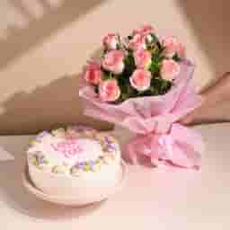 Roses with Cake Combo for Mom