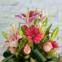 Mixed Flower Bouquet & Cake