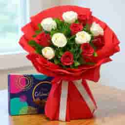 Elegant Roses with Chocolate Gift Pack