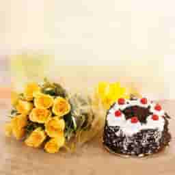 Yellow Roses with Cake