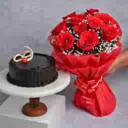 Roses with Truffle Cake Combo