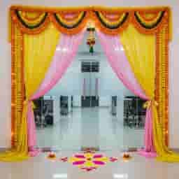 Office Gate Decoration with Garland and Curtains
