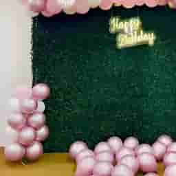 Green Kids Birthday Backdrop Setup