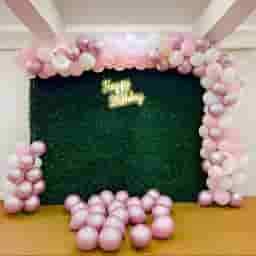 Green Birthday Backdrop Setup