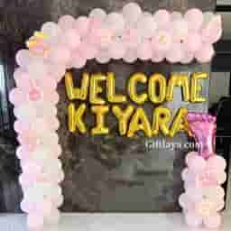 Baby Girl welcome Balloon Decoration