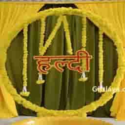 Haldi Flower Backdrop Decoration