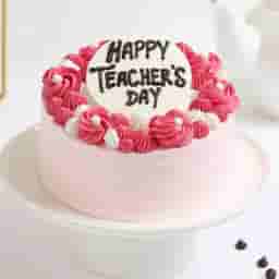 Pink Theme Teachers Day Cake