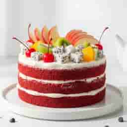 Red Velvet Fruit Cake for Birthday
