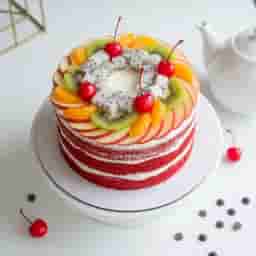 Red Velvet Fruit Cake for Birthday