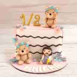 Teddy Theme Half Birthday Cake
