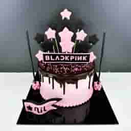 Black Pink Theme Cake