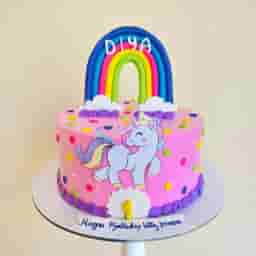 Rainbow Fondant Unicorn Cake