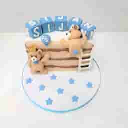 Half Birthday Teddy Bear Cake
