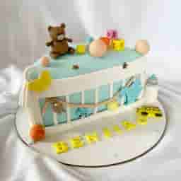 Blue Theme Half Birthday Cake