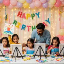 Creative Canvas Painting For Kids Birthday Activity