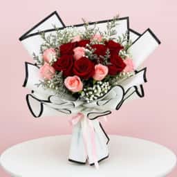 Red and Pink Roses Hand-Tied Bouquet