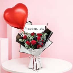 Red Rose Bouquet with Love Balloon