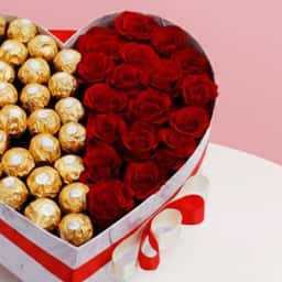 Heart of Love Red Roses & Ferrero Rocher Combo