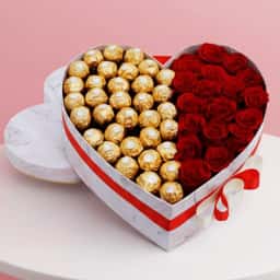 Heart of Love Red Roses & Ferrero Rocher Combo