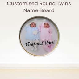Round Name Board for Baby Twins