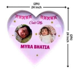 Twins Heart Name Board for Baby Girl