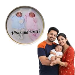 Round Name Board for Baby Twins