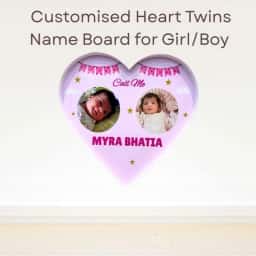 Twins Heart Name Board for Baby Girl