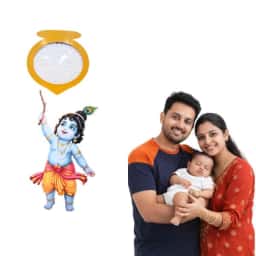 Little Krishna Name Board with Kalash