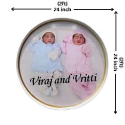 Round Name Board for Baby Twins