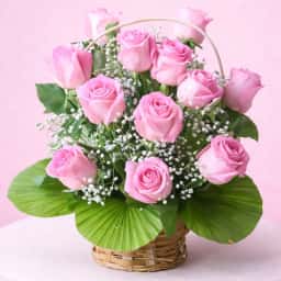 Pink Rose Birthday Basket