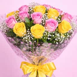 Pretty Pink and Yellow Rose Bouquet