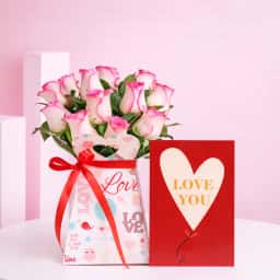 Artistic Pink Rose Bouquet Combo