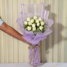 Cute Pastel White Rose Bouquet