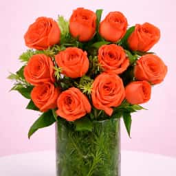 Orange Roses in a Vase