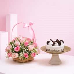 Oreo Treat with Pink Bloom Basket