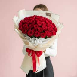 50 Pc Red Roses Bouquet