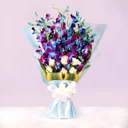 Purple Orchid Flower Bouquet 10 Pcs