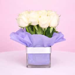 White Rose Bunch in Vase