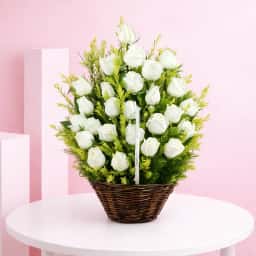 Snowhite Rose Basket