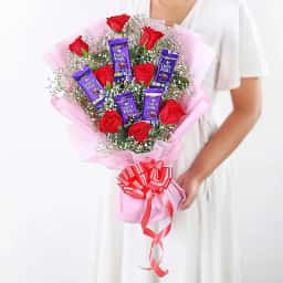 Birthday Flowers in Kolkata with chocolate and red roses