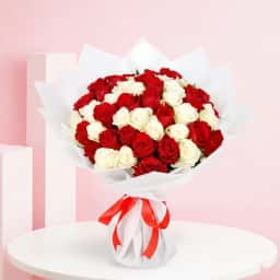 Red and White Rose Bouquet