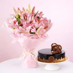 Lilies with Chocolate Cake