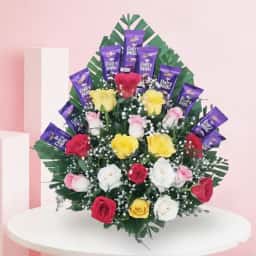 Mixed Roses with Chocolate Bouquet