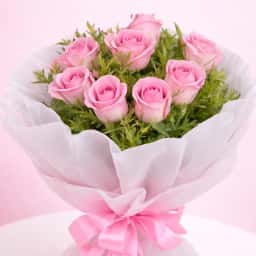 Bunch of 8 Pink Roses