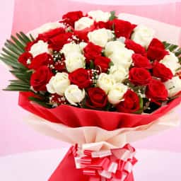 Luxury Red White Rose Bouquet