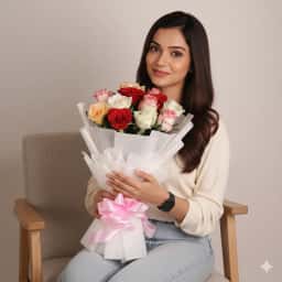 Pretty mix rose bouquet delivery in Chennai