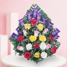 Mixed Roses with Chocolate Bouquet