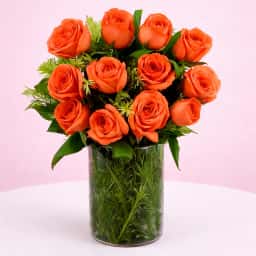 Orange Roses in a Vase