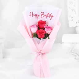 Red and pink mix rose bouquet delivery in Vadodara