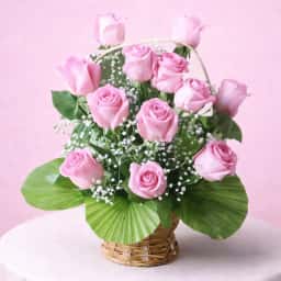 Pink Rose Birthday Basket